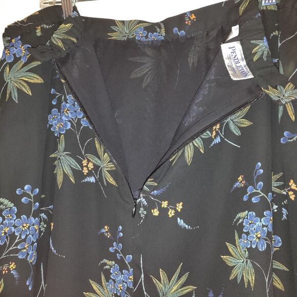 Pendleton Plus Floral Skirt Womens Size 18W Black Lightweight Chiffon Lined - Picture 4 of 14